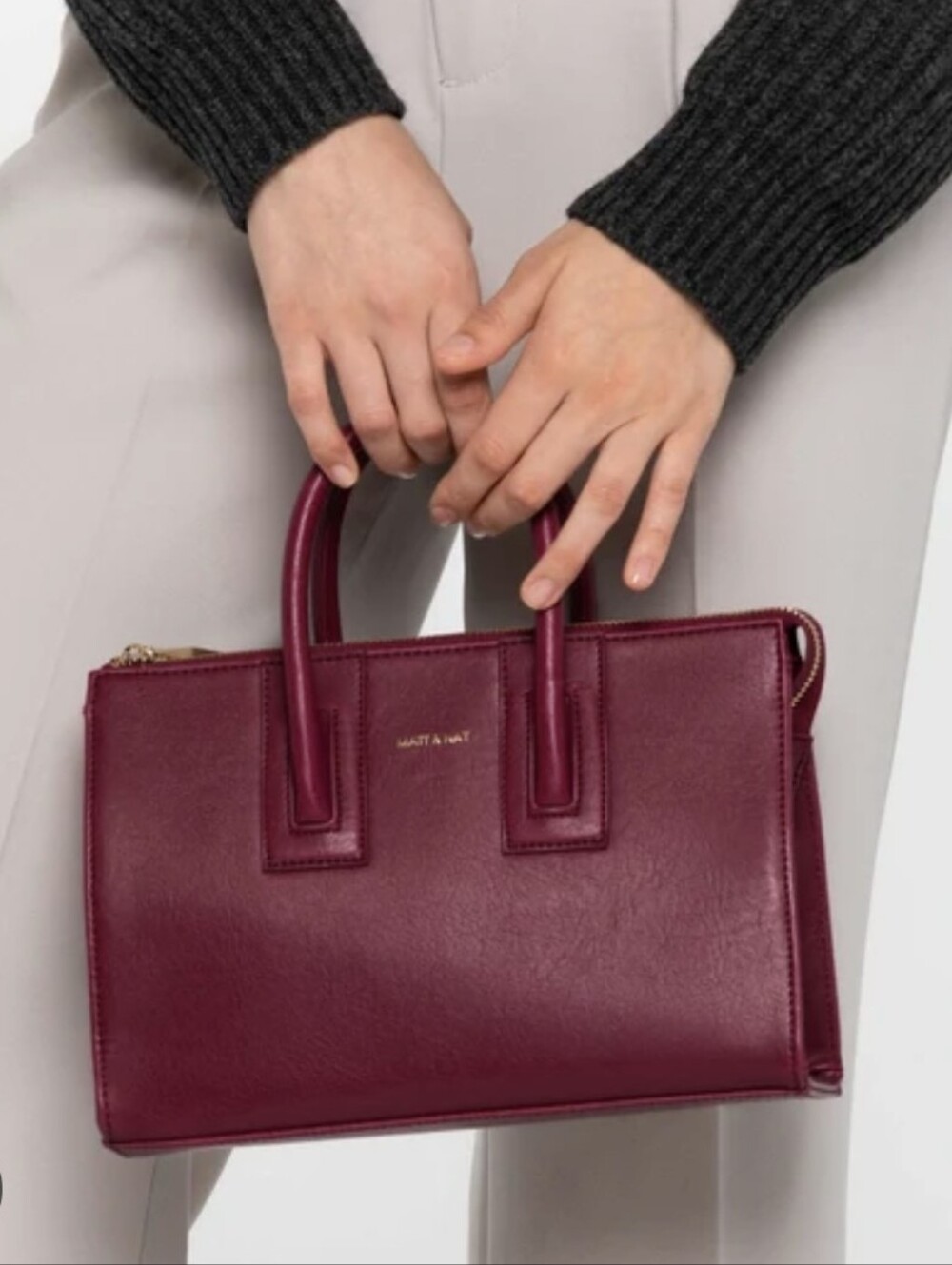 Matt & Nat Burgundy Tacoma Mini Satchel with Top Handles and Crossbody Strap